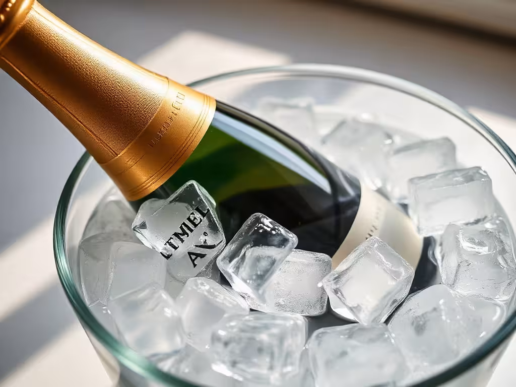 Seau à glace pour refroidir le champagne à la température de service idéale.