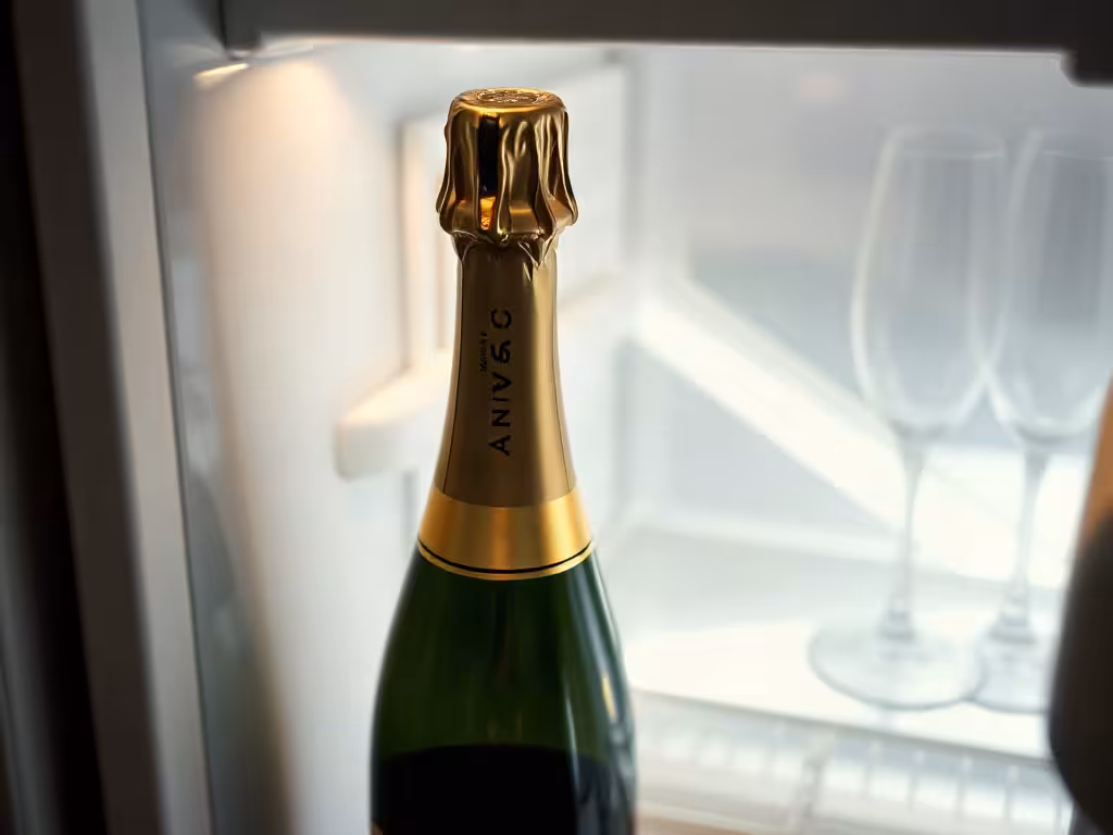 Champagne ouvert au réfrigérateur avec bouchon hermétique pendant un à deux jours