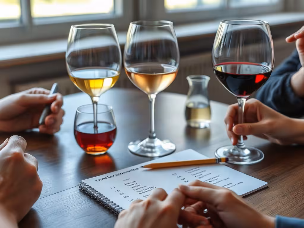 Tarifs d’un cours de vin 2026, matériel de dégustation et fiche d’atelier en français.