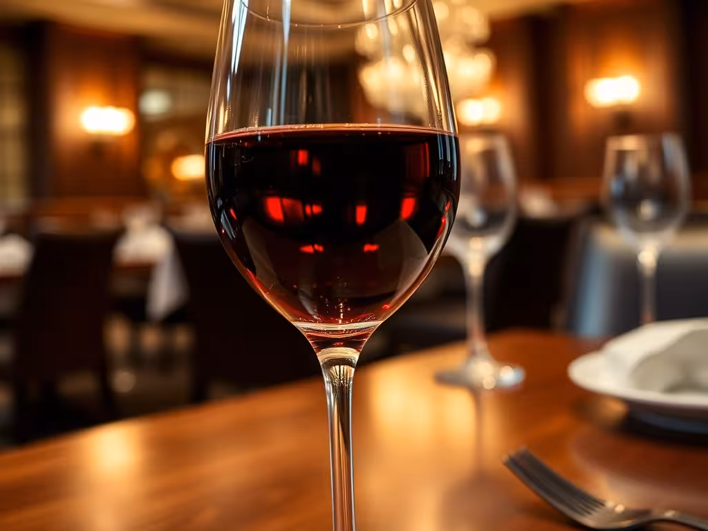 Verre de vin rouge partiellement rempli montrant l'espace intentionnel au-dessus du vin