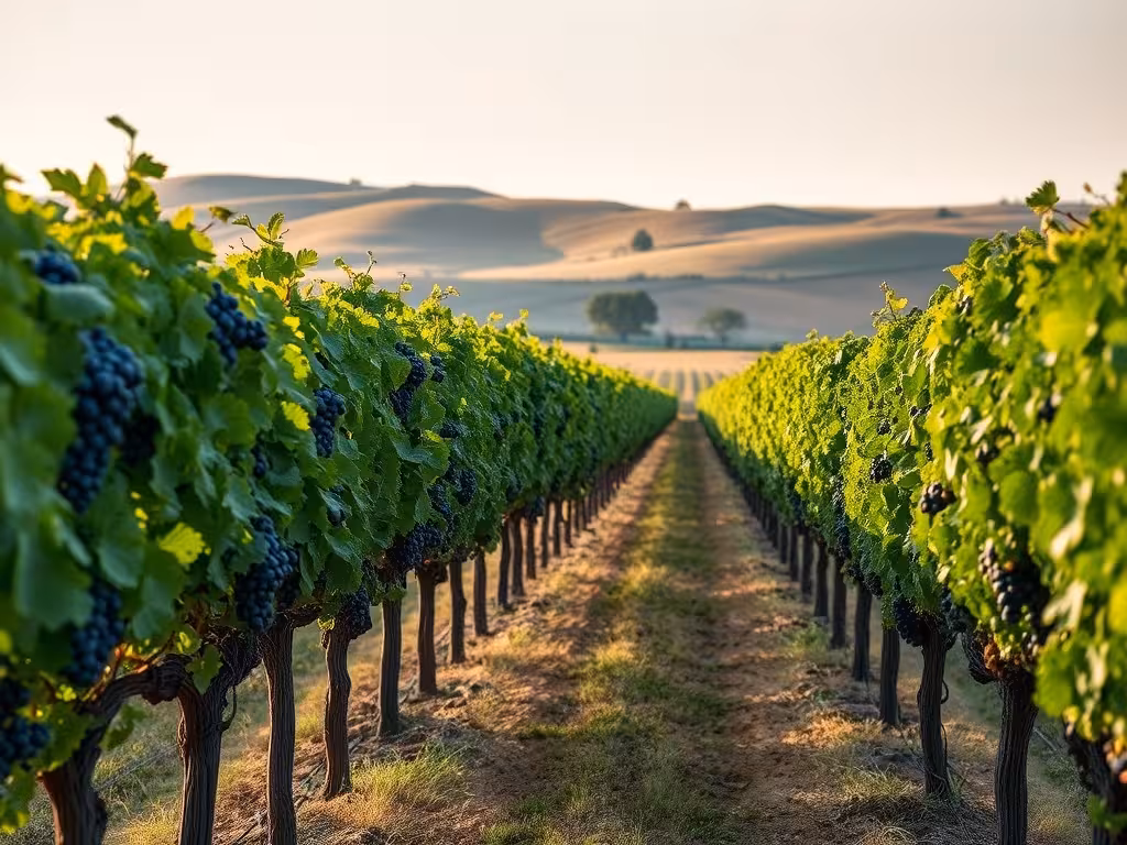Vignes de Muscadet en Loire Valley, paysage de terroir avec lumière douce