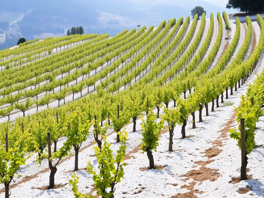 Vignes de Chablis en Bourgogne, sol calcaire blanc visible, paysage de terroir